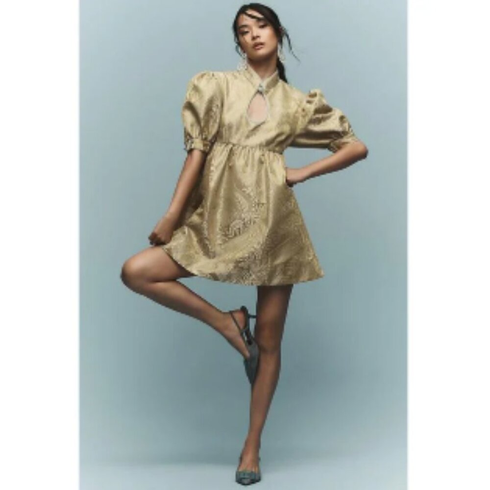 Brand New Maeve Puff-Sleeve Babydoll Mini Dress